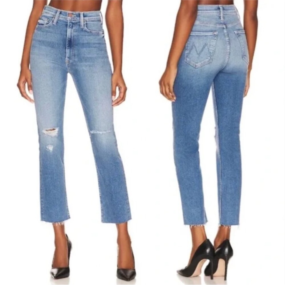 Mother denim high waisted rider ankle fray (color: party like a pirate)